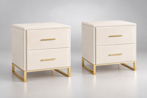 Lot de 2 tables de chevet blanches Style A sur fond argenté