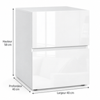 Dimensions de la table de chevet : largeur 40, profondeur 40 et hauteur 58 cm