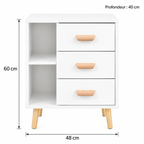 Dimensions du chevet : largeur 48, profondeur 40, hauteur 60 cm