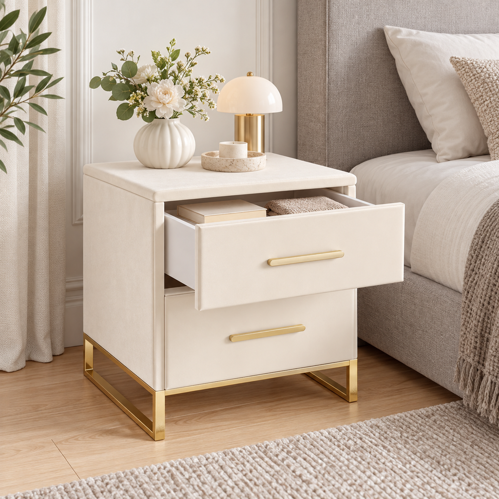 Table de chevet Style A avec tiroir supérieur ouvert