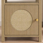 Détail du motif rond tressé synthétique de la porte.