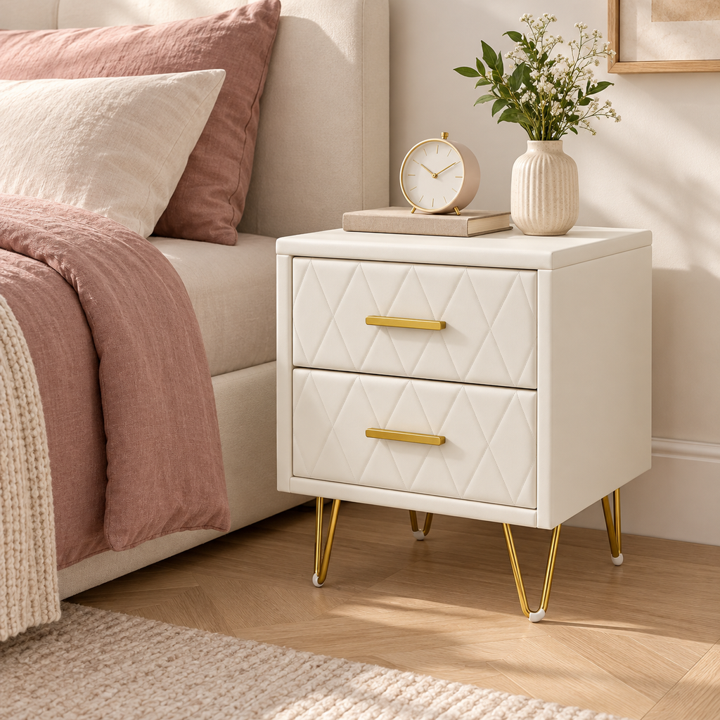 Table de chevet Style C dans une chambre aux tons doux