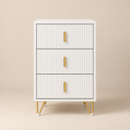 Table de chevet 3 tiroirs avec pieds dorés – 63 cm