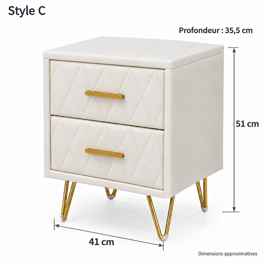 Dimensions approximatives du Style C : 41 × 35,5 × 51 cm