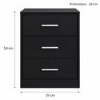 Dimensions du chevet noir : 39 × 28 × 54 cm