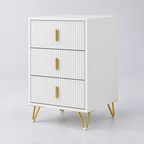 Table de chevet 3 tiroirs avec pieds dorés – 63 cm