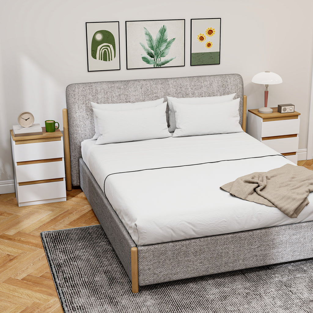 Lot de 2 tables de chevet blanches à 3 tiroirs