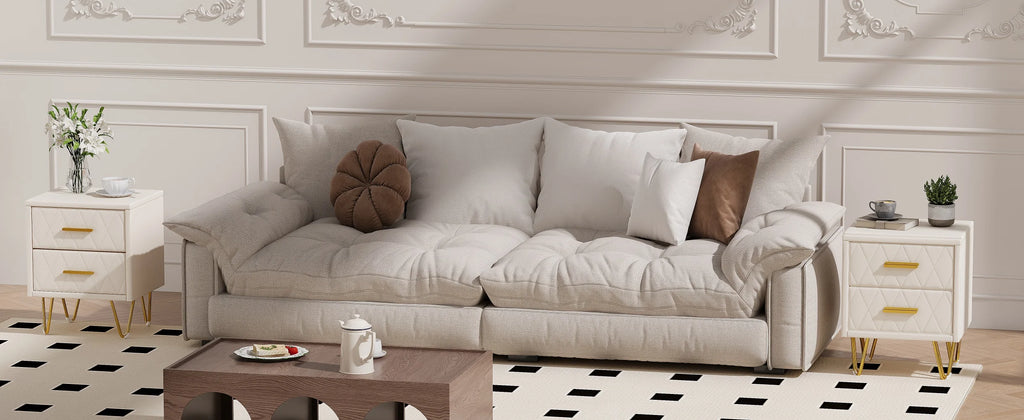 Lot de 2 tables de chevet blanches avec pieds dorés