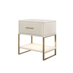 Lot de 2 tables de chevet blanches avec pieds dorés