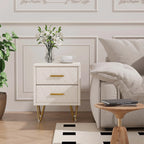 Lot de 2 tables de chevet blanches avec pieds dorés