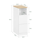 Table de chevet étroite blanche à 2 tiroirs, largeur 20 cm