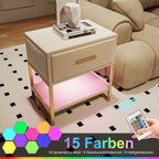 Lot de 2 tables de chevet blanches avec pieds dorés
