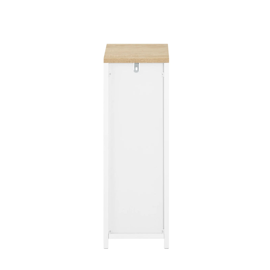 Table de chevet étroite blanche à 2 tiroirs, largeur 20 cm
