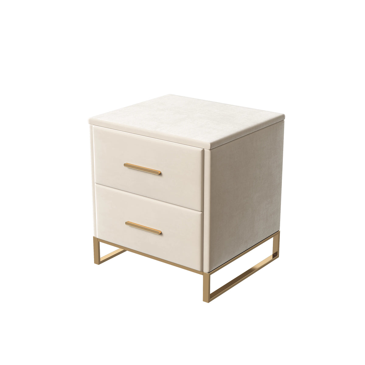 Lot de 2 tables de chevet blanches avec pieds dorés