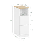 Table de chevet étroite blanche à 2 tiroirs, largeur 20 cm
