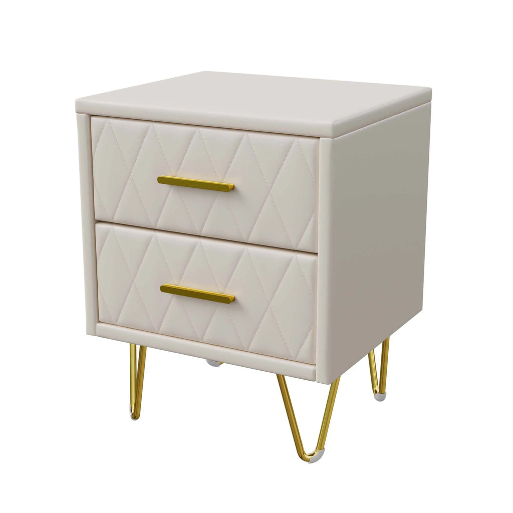 Lot de 2 tables de chevet blanches avec pieds dorés