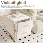 Lot de 2 tables de chevet blanches avec pieds dorés