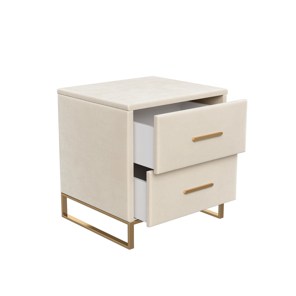 Lot de 2 tables de chevet blanches avec pieds dorés