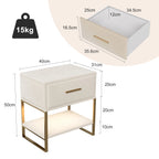 Lot de 2 tables de chevet blanches avec pieds dorés