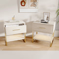 Lot de 2 tables de chevet blanches avec pieds dorés