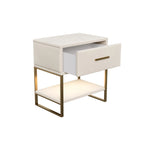 Lot de 2 tables de chevet blanches avec pieds dorés