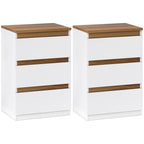 Lot de 2 tables de chevet blanches à 3 tiroirs