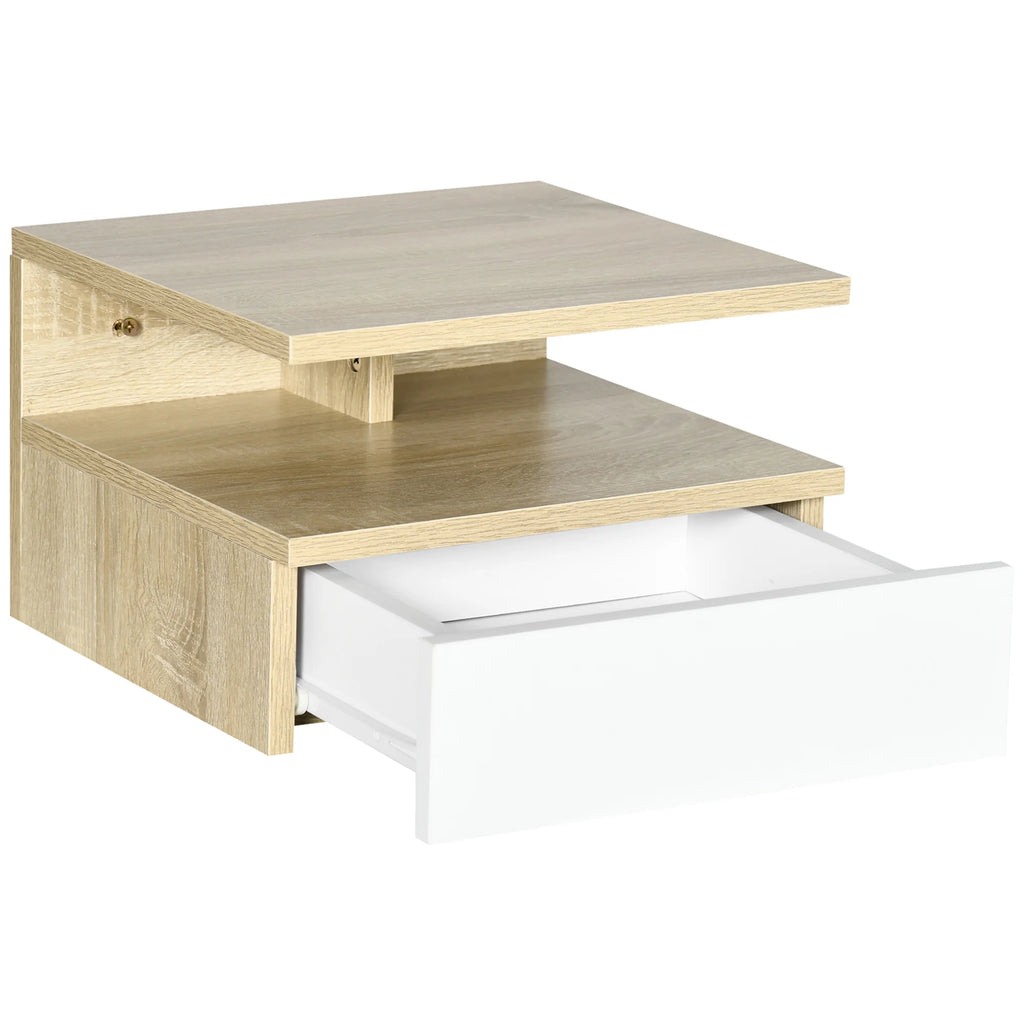 Lot de 2 tables de chevet suspendues avec tiroir et niche