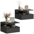Lot de 2 tables de chevet suspendues noires avec tiroir