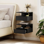 Lot de 2 tables de chevet suspendues noires avec tiroir
