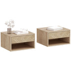 Lot de 2 tables de chevet suspendues effet bois à motif chevrons