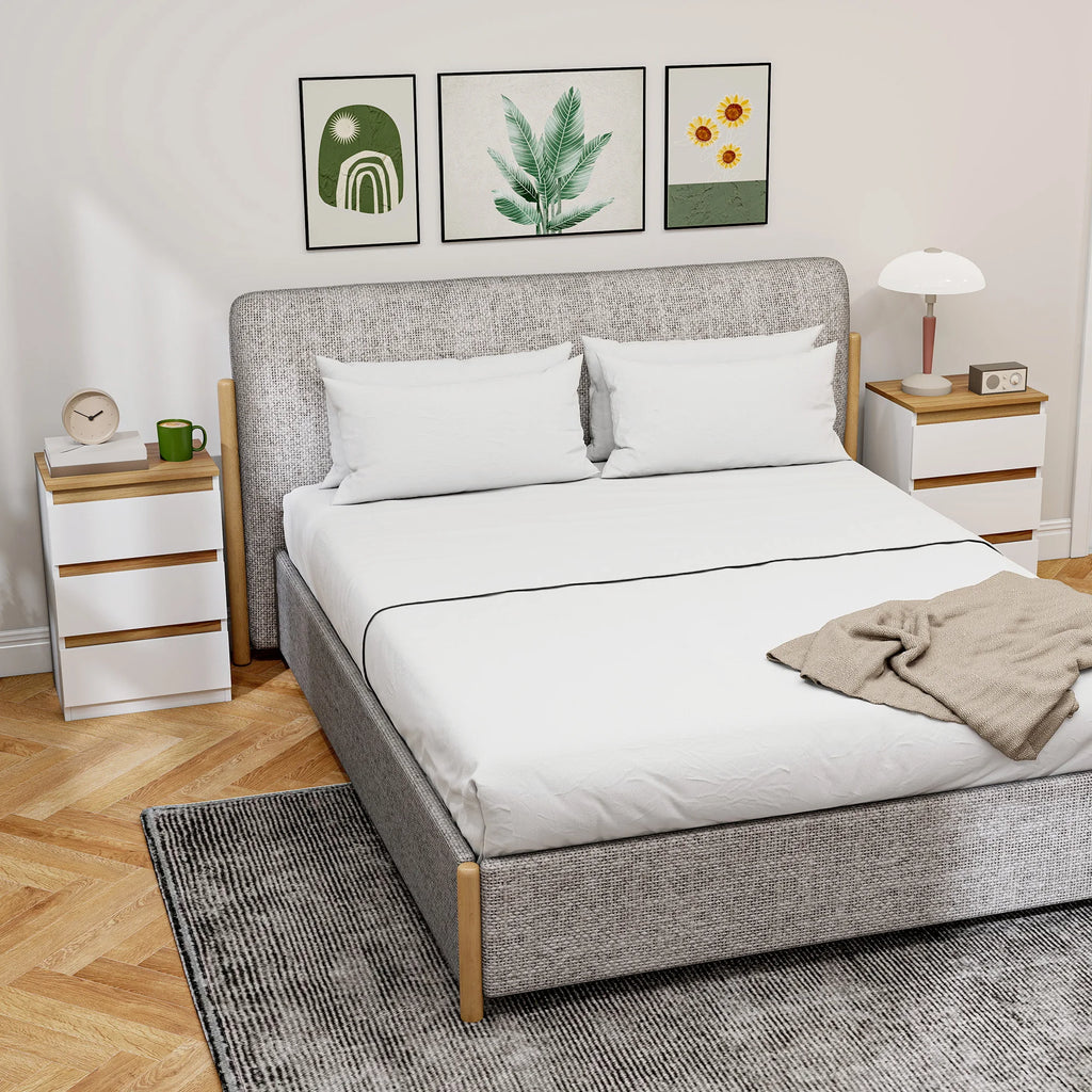 Lot de 2 tables de chevet blanches à 3 tiroirs