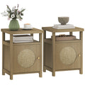 Lot de 2 tables de chevet effet bois et cannage
