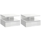 Lot de 2 tables de chevet suspendues avec tiroir et niche