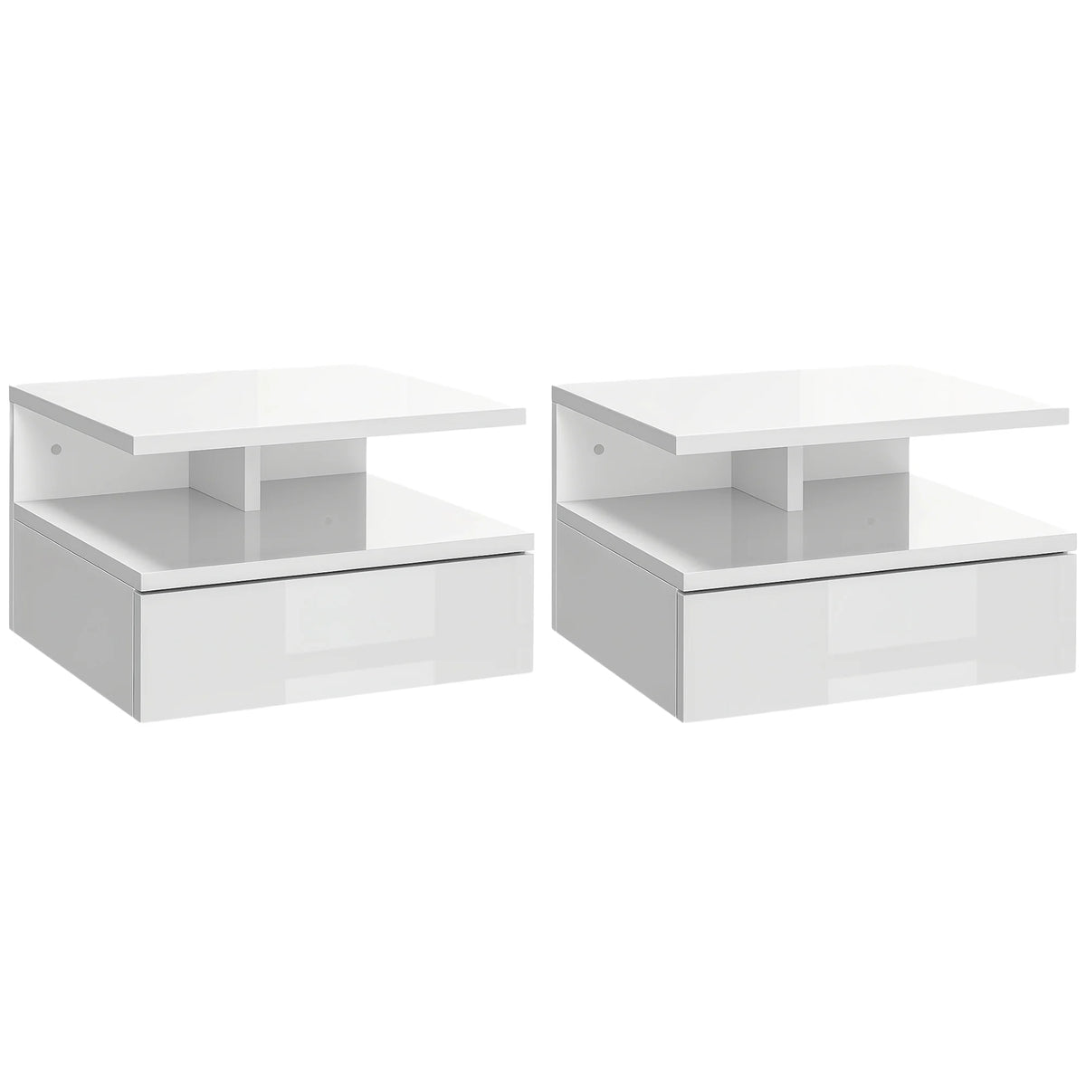Lot de 2 tables de chevet suspendues avec tiroir et niche