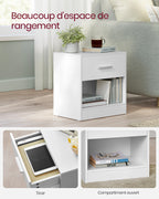 Lot de 2 tables de chevet avec tiroir et niche