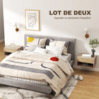 Lot de 2 tables de chevet suspendues effet bois à motif chevrons