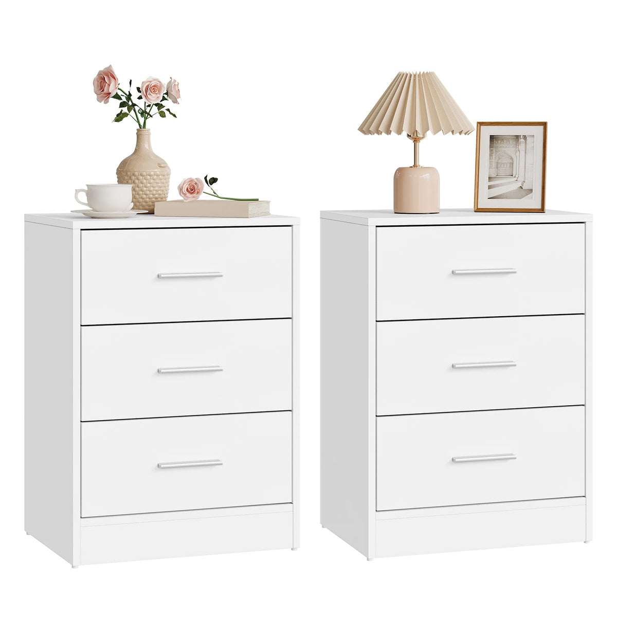 Lot de 2 tables de chevet à 3 tiroirs