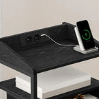 Table de chevet LED à 3 tiroirs en tissu avec prises USB