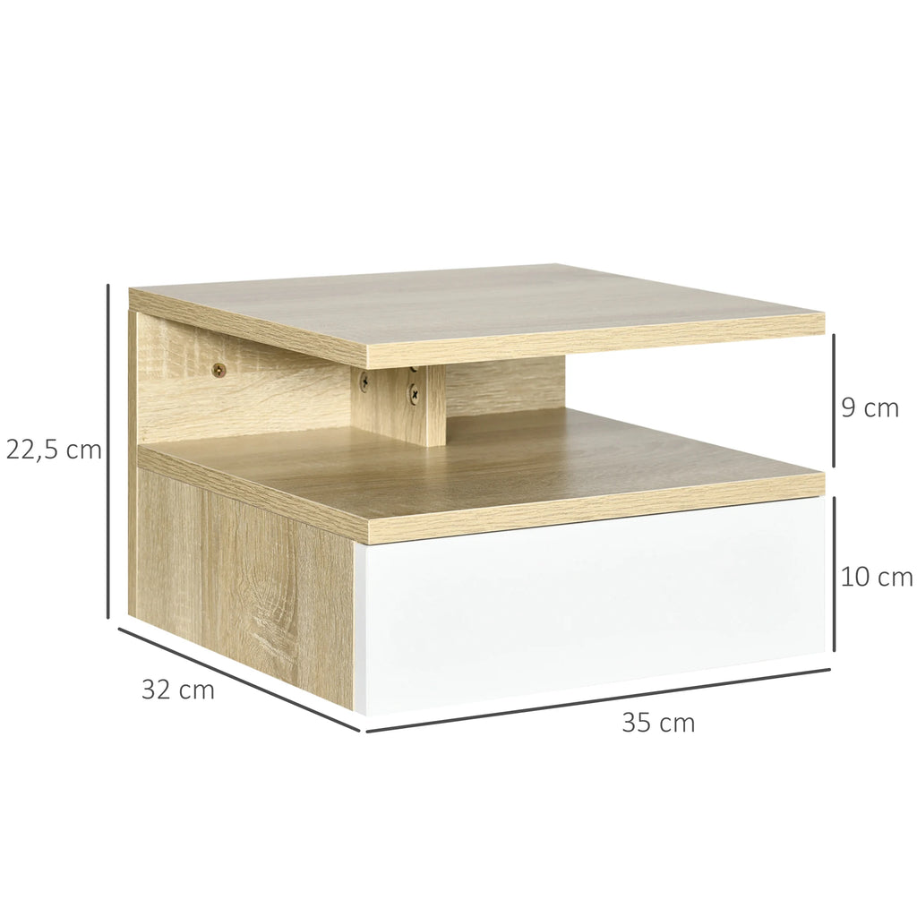 Lot de 2 tables de chevet suspendues avec tiroir et niche