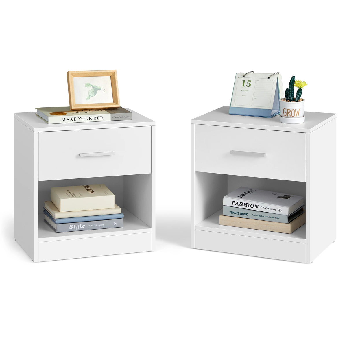 Lot de 2 tables de chevet avec tiroir et niche