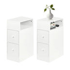 Lot de 2 tables de chevet étroites à 2 tiroirs, largeur 25 cm