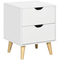 Table de chevet blanche à 2 tiroirs et pieds en bois