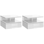 Lot de 2 tables de chevet suspendues avec tiroir et niche