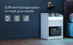 Table de chevet LED avec tiroir, prises et USB
