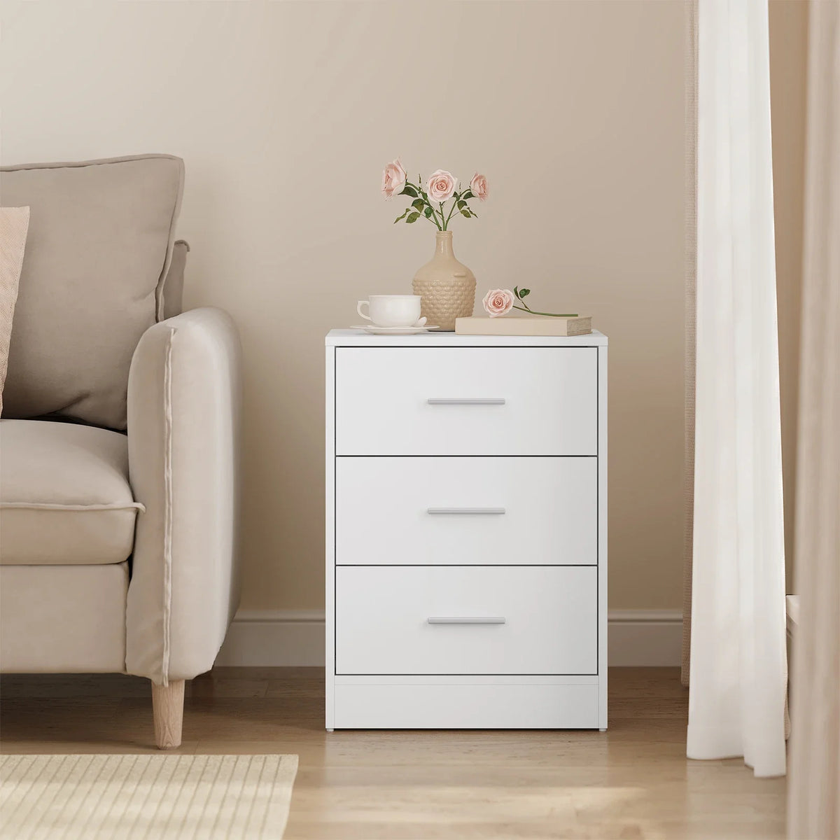 Lot de 2 tables de chevet à 3 tiroirs
