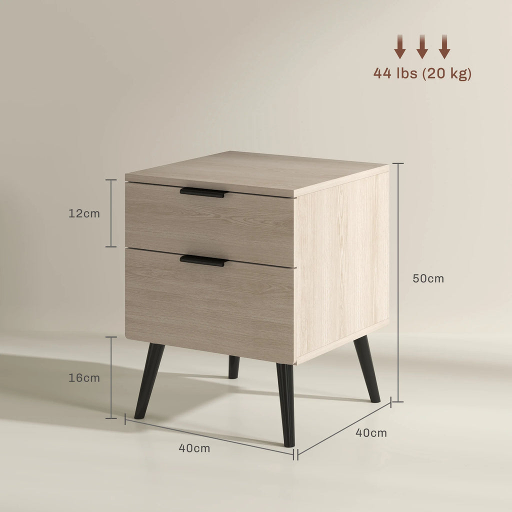 Lot de 2 tables de chevet effet chêne à 2 tiroirs