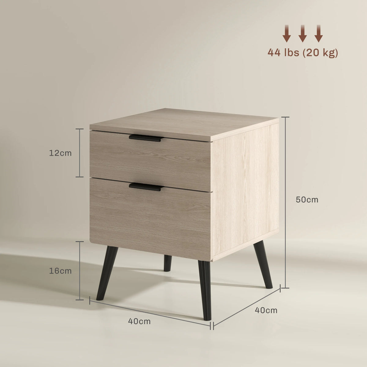 Lot de 2 tables de chevet effet chêne à 2 tiroirs