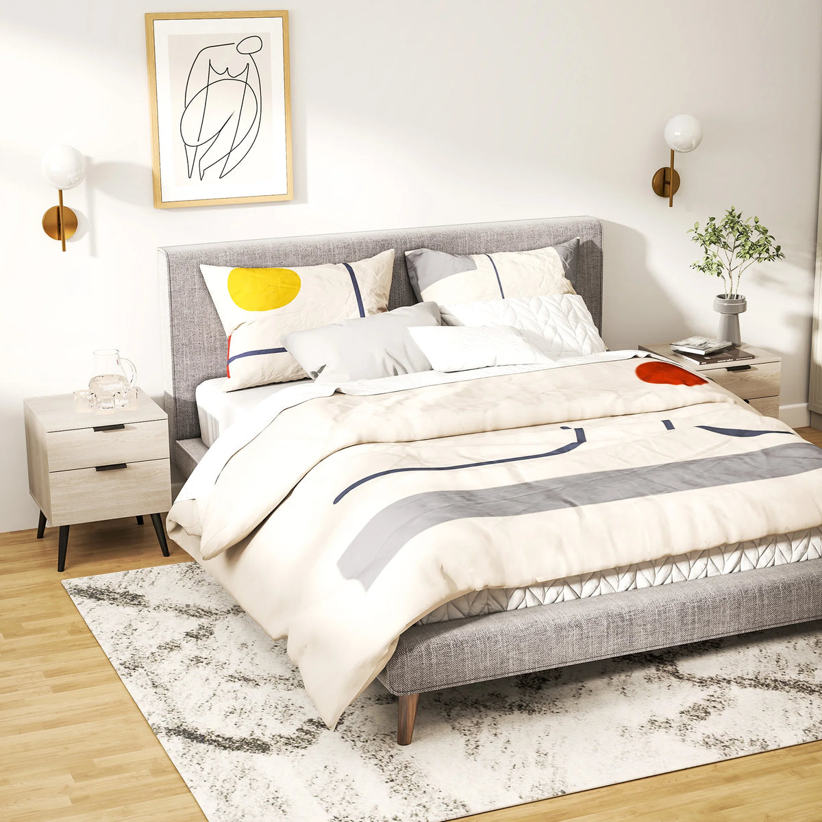 Lot de 2 tables de chevet effet chêne à 2 tiroirs
