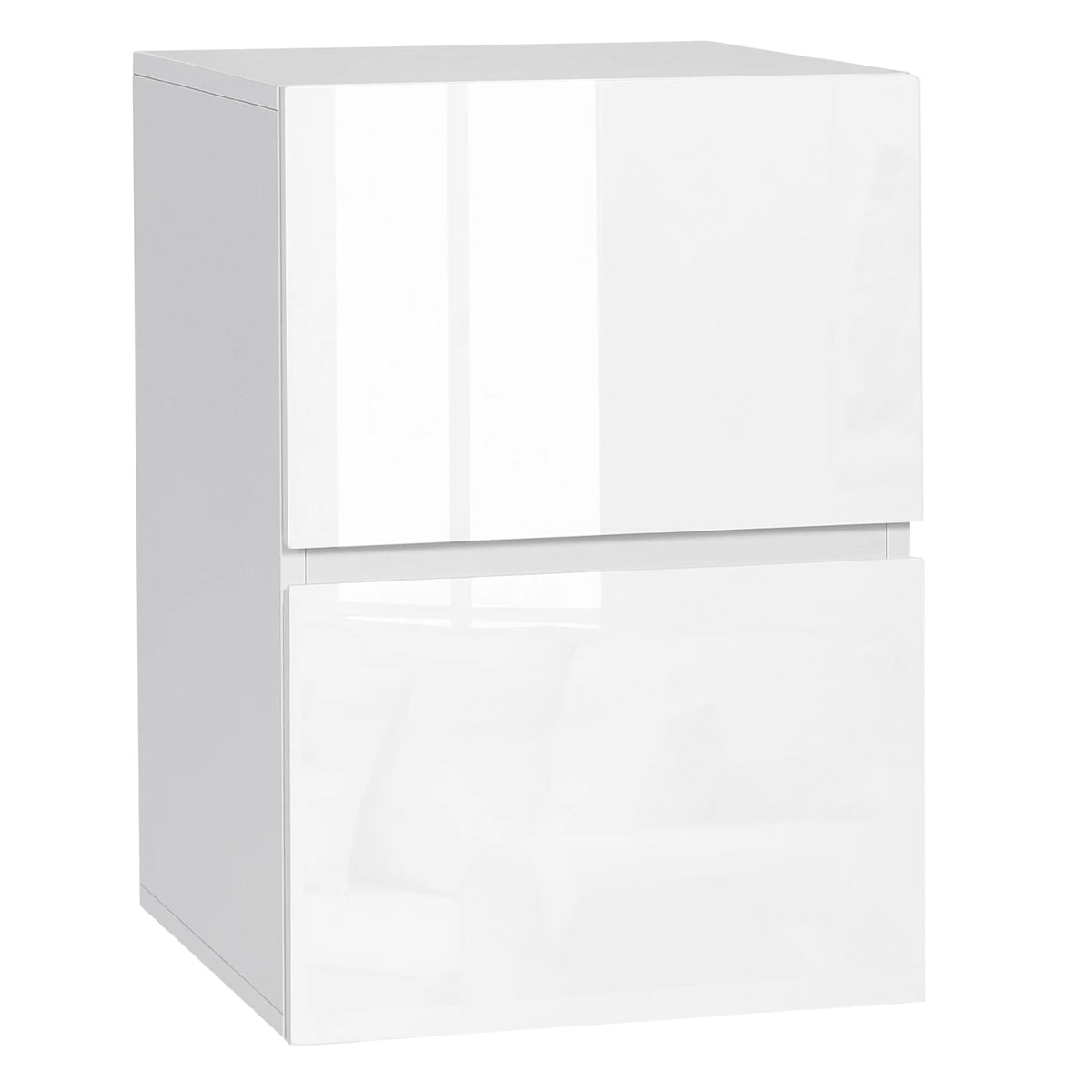 Table de chevet blanche à 2 tiroirs brillants