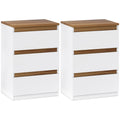 Lot de 2 tables de chevet blanches à 3 tiroirs